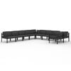 vidaXL Set muebles de jard&iacute;n 10 pzas y cojines aluminio gris antracita