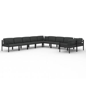 vidaXL Set muebles de jard&iacute;n 10 pzas y cojines aluminio gris antracita