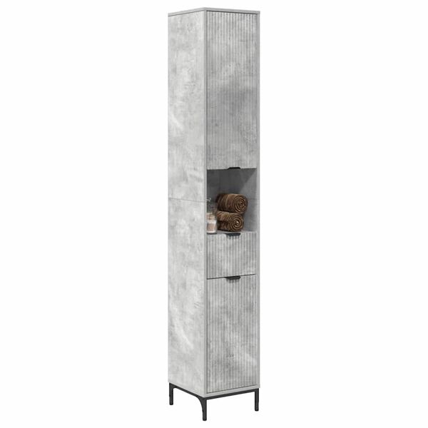 vidaXL Gabinete de Baño con cajón Gris Concreto 31,5 x 33 x 190 cm