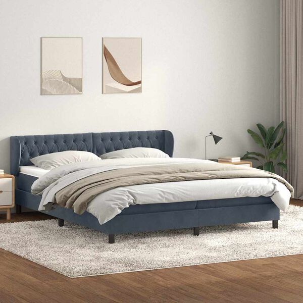 vidaXL Cama box spring con colchones terciopelo gris oscuro 180x210 cm