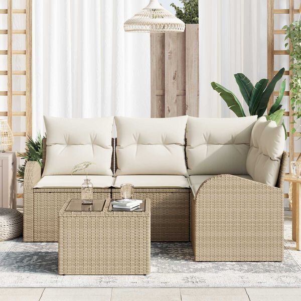 vidaXL Conjunto de sofás de jardín 5 pcs Beige y ratán sintético