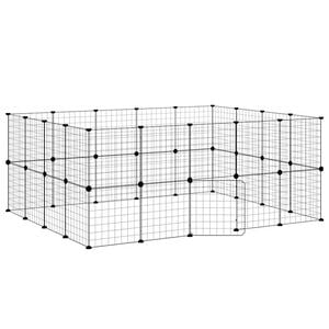 vidaXL Jaula para mascotas de 36 paneles puerta acero negro 175x140x70 cm