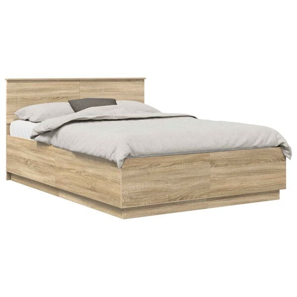 vidaXL Estructura de cama con cabecera Roble Sonoma 150 x 200 cm