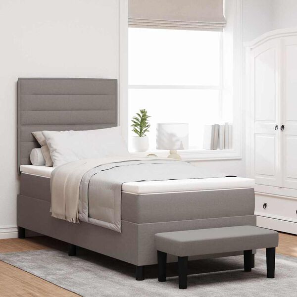 vidaXL Cama tipo Box Spring con colch&oacute;n Taup&eacute; 100 x 200 cm tela