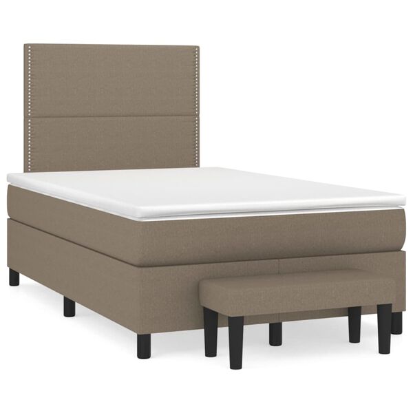 vidaXL Cama box spring con colch&oacute;n tela gris taupe 120x190 cm