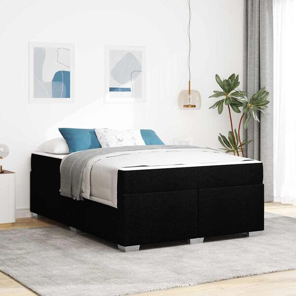 vidaXL Estructura de cama con colch&oacute;n Negro 140 x 200 cm tela