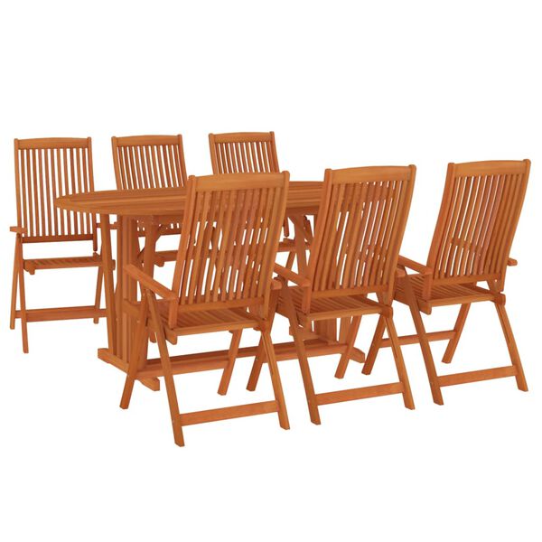vidaXL Juego de comedor para jard&iacute;n 7 pzas madera maciza de eucalipto