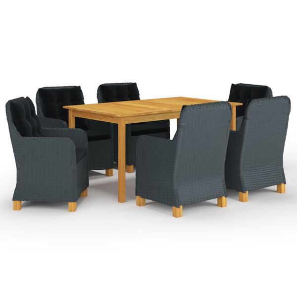 vidaXL Juego de comedor para jard&iacute;n de 7 piezas gris oscuro