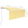 vidaXL Toldo autom&aacute;tico persiana, LED y sensor amarillo/blanco 3x2,5 m