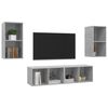 vidaXL Muebles de salón de pared 4 pzs madera ingeniería gris hormigón