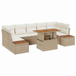 vidaXL Conjunto de Comedor de Jard&iacute;n con coj&iacute;n 8 pcs Beige y Crema