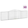 vidaXL Cestas de gaviones 8 uds forma de arco hierro 400x30x100/120 cm