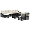 vidaXL Conjunto de sof&aacute;s de jard&iacute;n 10 uds. Negro y Blanco Crema