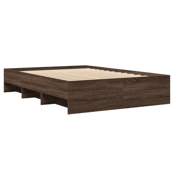 vidaXL Estructura de cama madera de ingenier&iacute;a marr&oacute;n roble 135x190 cm