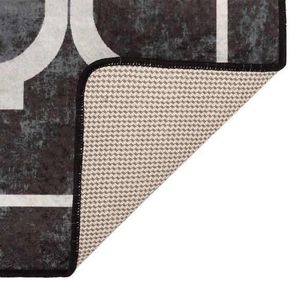 vidaXL Alfombra lavable antideslizante negro y blanco 190x300 cm