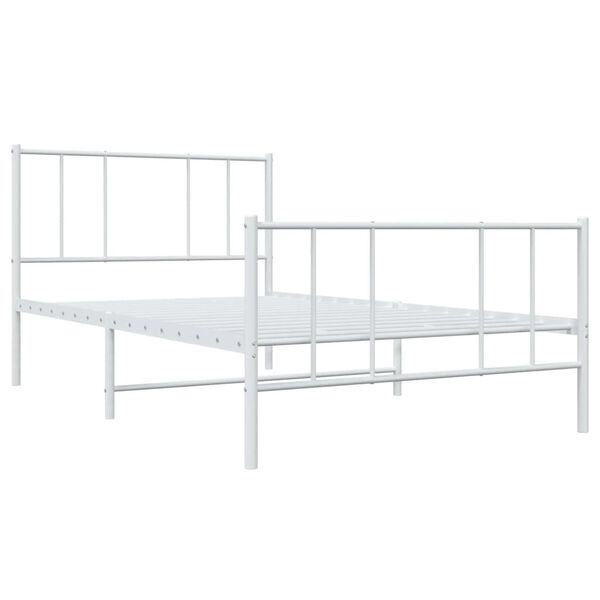 vidaXL Estructura cama sin colch&oacute;n con estribo metal blanco 90x200 cm