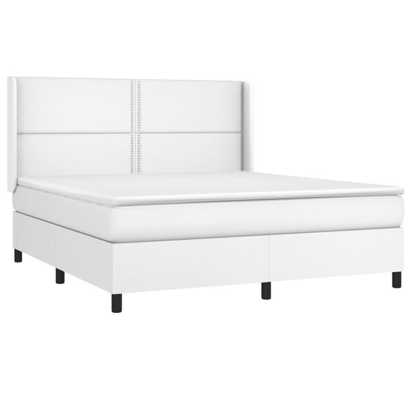 vidaXL Cama box spring con colch&oacute;n cuero sint&eacute;tico blanco 180x200 cm