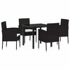 vidaXL Conjunto de Comedor de Jard&iacute;n 5 uds. Negro rat&aacute;n sint&eacute;tico