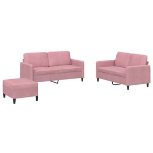 vidaXL Juego de sof&aacute;s 3 piezas terciopelo rosa