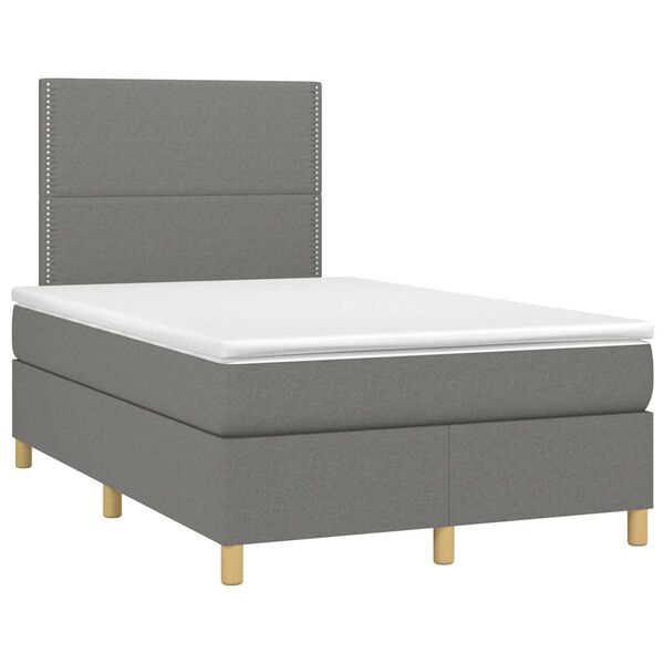 vidaXL Cama box spring con colch&oacute;n tela gris oscuro 120x190 cm