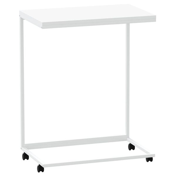 vidaXL Mesa auxiliar con ruedas de contrachapado blanco 55x35x70 cm