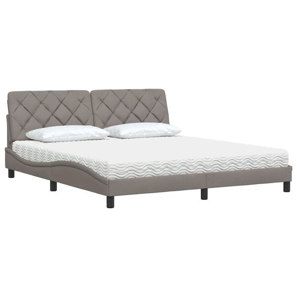 vidaXL Cama con colch&oacute;n de tela gris taupe 180x200 cm
