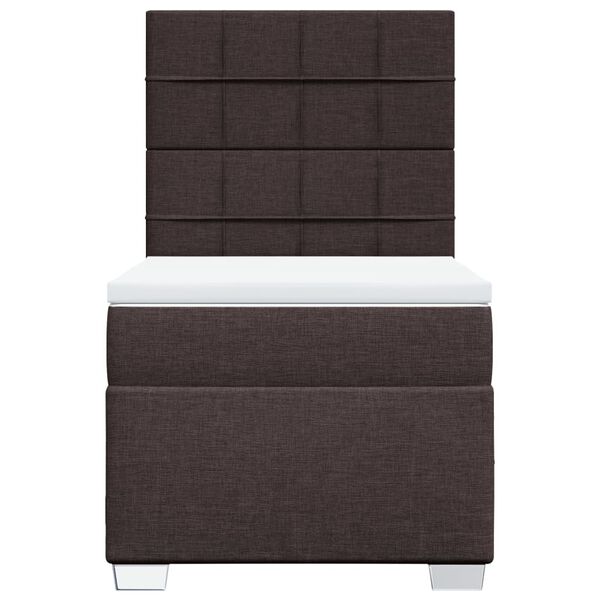 vidaXL Cama box spring con colch&oacute;n tela marr&oacute;n oscuro 90x200 cm