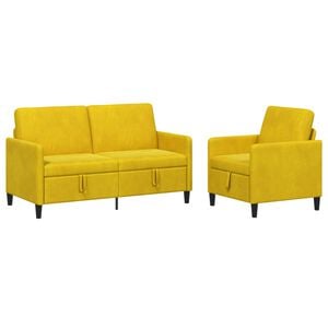 vidaXL Juego de Sof&aacute;s con Almacenamiento 2 uds. Amarillo Poli&eacute;ster