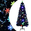 vidaXL &Aacute;rbol de Navidad copos de nieve LED fibra &oacute;ptica negro 180 cm