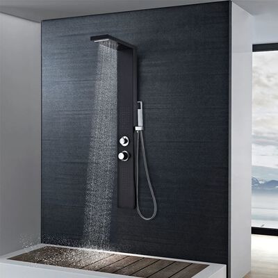 vidaXL Sistema de panel de ducha aluminio negro mate