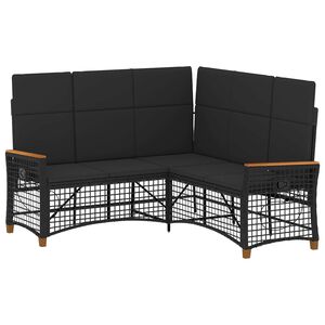 vidaXL Conjunto de sof&aacute; reclinable de jard&iacute;n 5-N&uacute;mero de plazas Negro