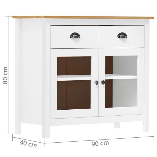 vidaXL Mesita de noche Hill madera maciza de pino blanco 90x40x80 cm