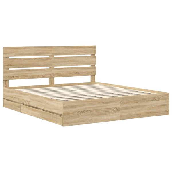 vidaXL Estructura de cama Roble Sonoma 180 x 200 cm Madera Ingenieril