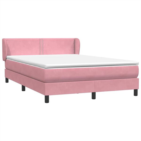 vidaXL Cama box spring con colch&oacute;n terciopelo rosa 160x210 cm
