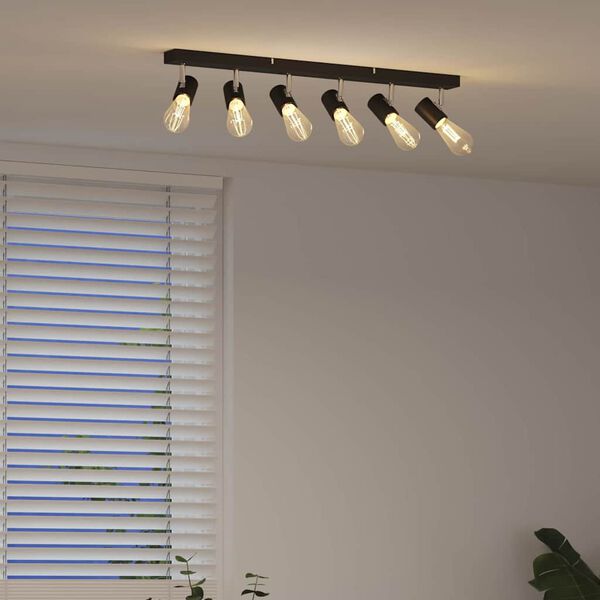 vidaXL Foco de techo con focos Negro 73 x 6,5 x 11,5 cm Metal