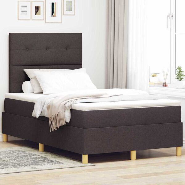 vidaXL Cama tipo Box Spring Marr&oacute;n oscuro 120 x 200 cm tela