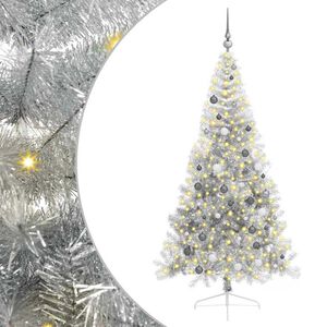 vidaXL &Aacute;rbol de Navidad Artificial Preiluminado Plateado 210 cm PET