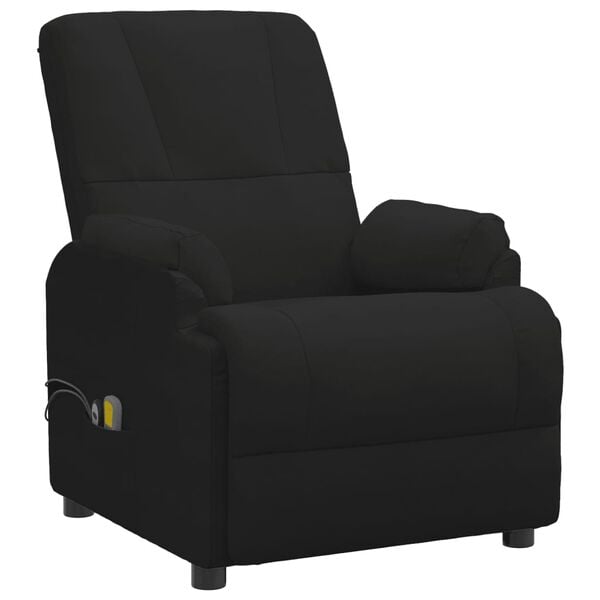 vidaXL Sill&oacute;n de masaje elevable de piel de ante artificial negro