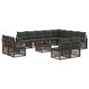 vidaXL Conjunto de sof&aacute;s de jard&iacute;n 13 uds. Gris rat&aacute;n sint&eacute;tico