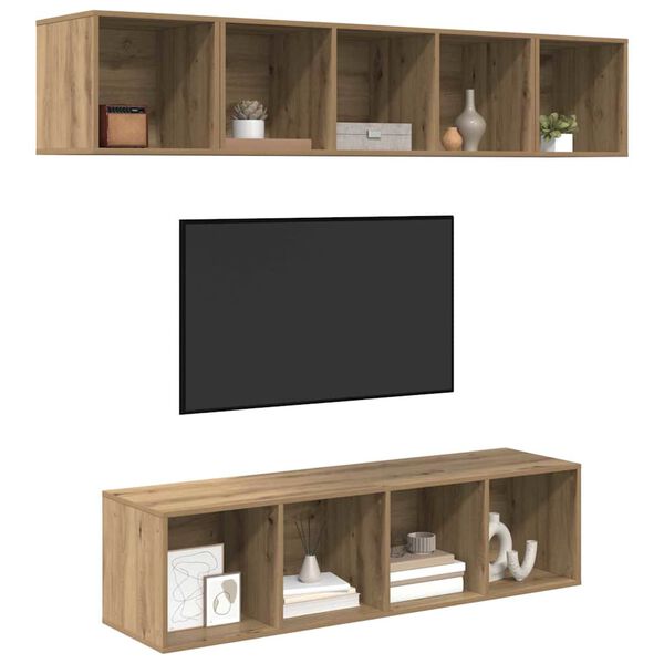 vidaXL Conjunto de mueble de TV 4 pcs Roble artesanal