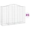 vidaXL Cestas gaviones 5 uds forma de arco hierro 200x50x140/160 cm