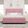 vidaXL Cama Box Spring LED con colch&oacute;n Rosa 180 x 200 cm tela