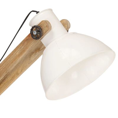 vidaXL Lámpara de pie madera maciza de mango blanca E27