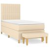 vidaXL Cama box spring con colch&oacute;n tela color crema 90x200 cm