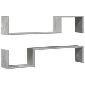 vidaXL Estantes de pared 2 uds madera de ingenier&iacute;a gris 100x15x20 cm