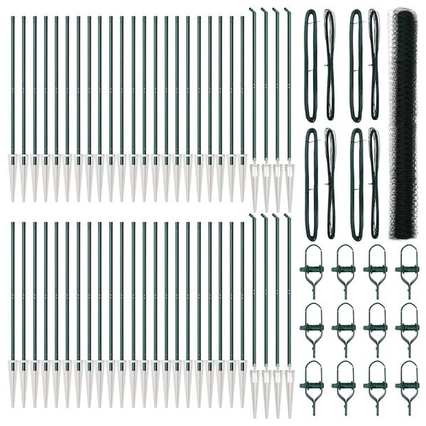 vidaXL Poste de Valla Verde 100 x 1,5 m (malla de 36 mm) Acero y PVC