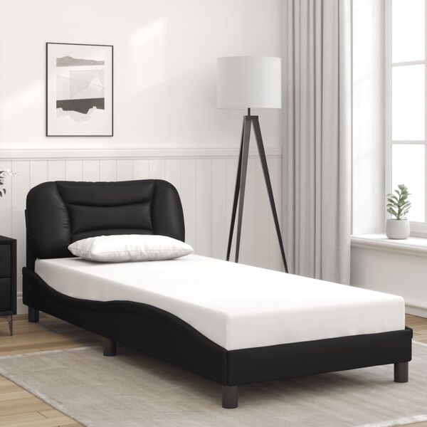 vidaXL Estructura de cama con LED sin colchón Hvar negro 80x200 cm