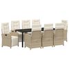 vidaXL Conjunto de Comedor de Jard&iacute;n 9 uds. Beige rat&aacute;n sint&eacute;tico