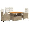 vidaXL Set de comedor jard&iacute;n con cojines 4 pzas rat&aacute;n sint&eacute;tico beige