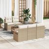 vidaXL Conjunto de sof&aacute;s de jard&iacute;n 6 pcs Beige y Crema rat&aacute;n sint&eacute;tico